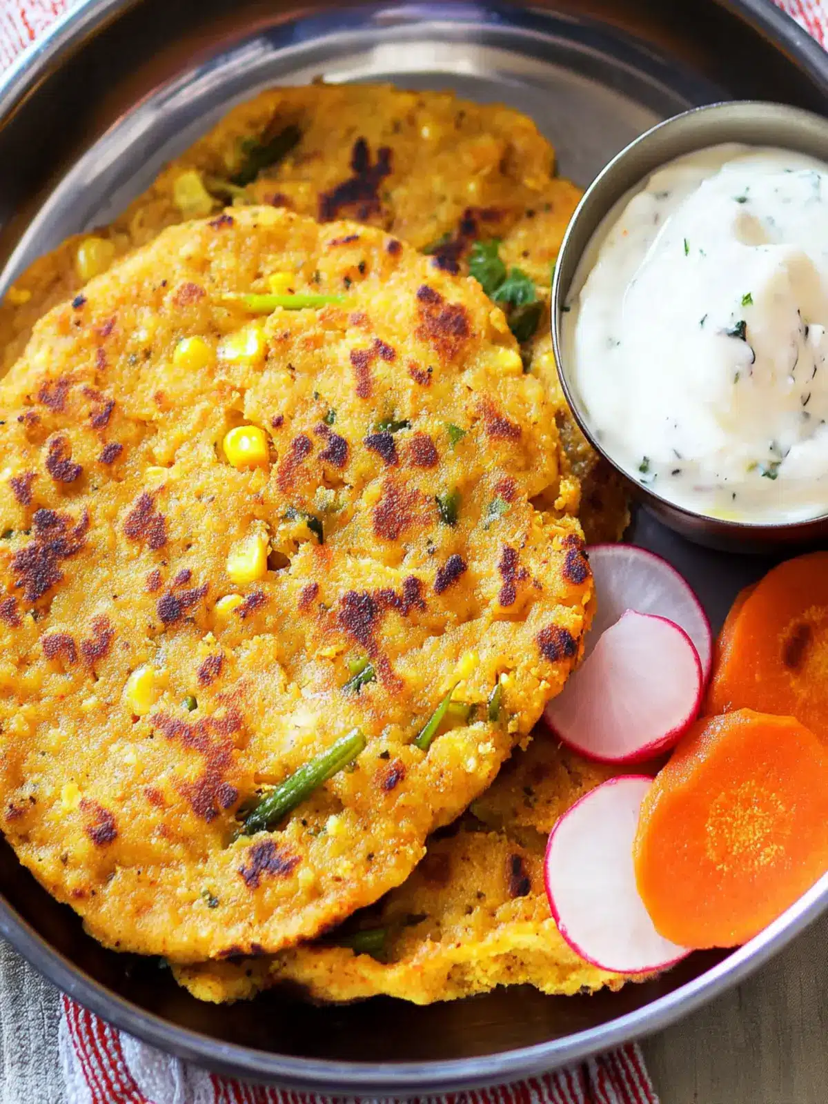 Corn Masa Flatbread with Carrots and Radish