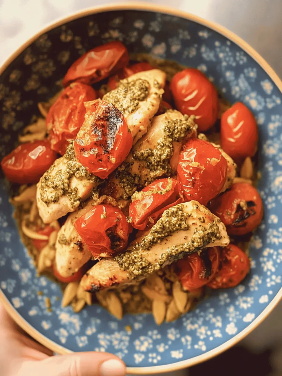 Creamy Pesto Chicken with Roasted Tomatoes