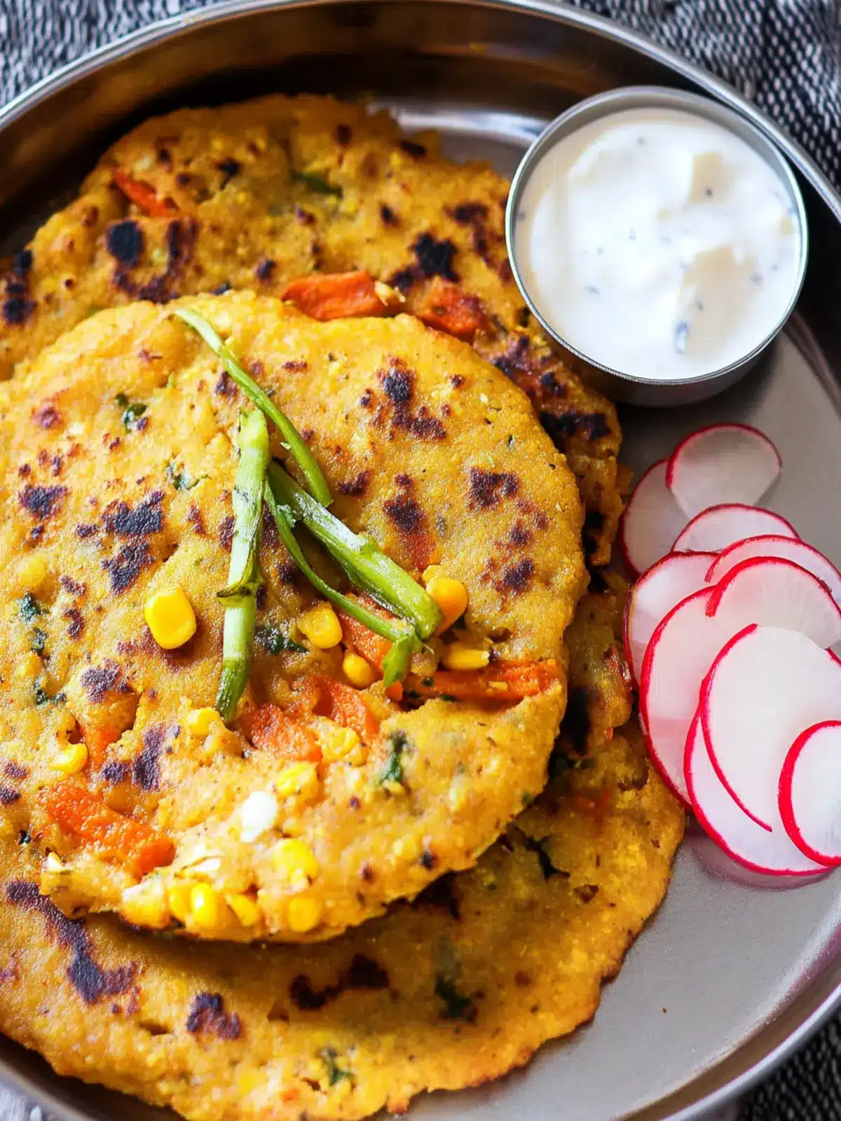 Corn Masa Flatbread with Carrots and Radish