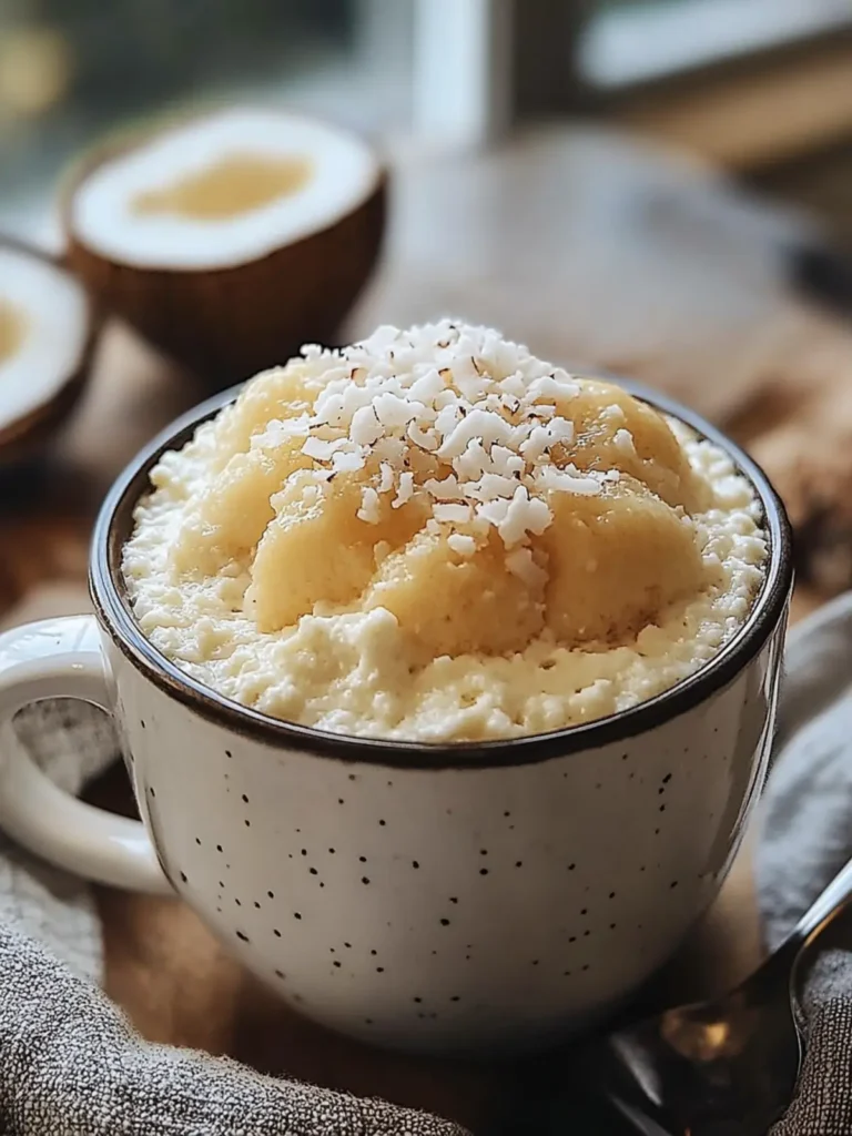 Easy Vanilla Coconut Cottage Cheese Mug Cake Recipe
