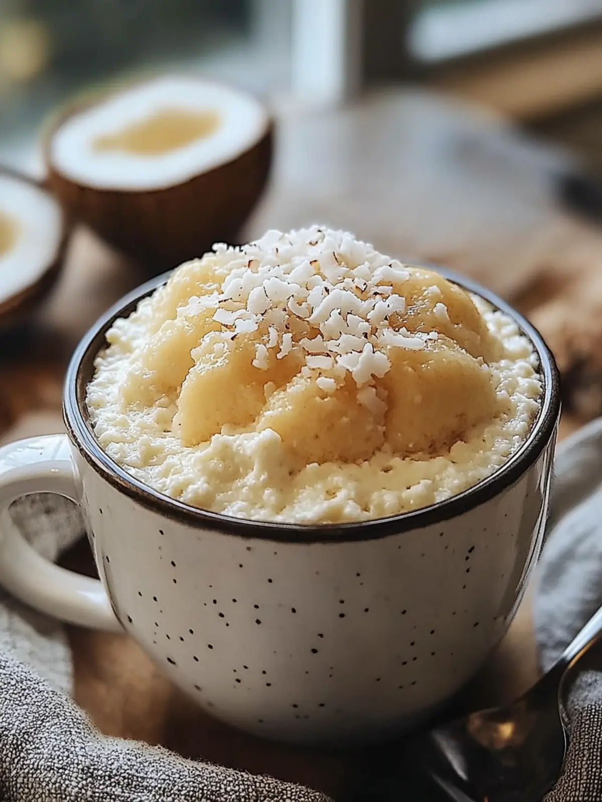 Easy Vanilla Coconut Cottage Cheese Mug Cake Recipe