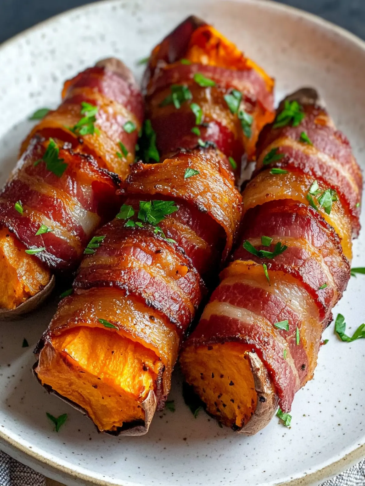 Air Fryer Low Carb Bacon Wrapped Sweet Potatoes