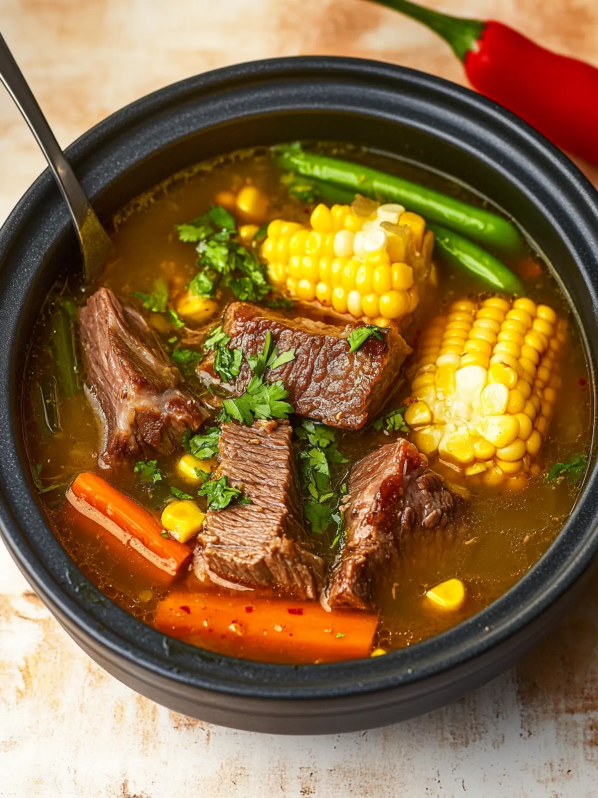 Asian Beef Short Ribs and Corn Soup Recipe