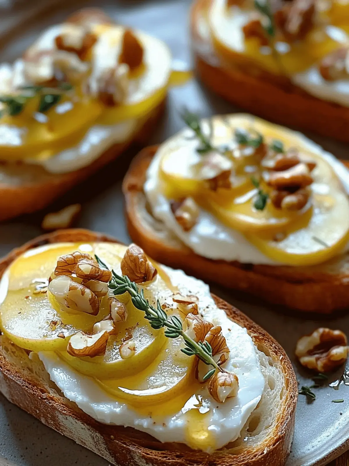 Easy Apple and Goat Cheese Crostini with Walnuts and Thyme