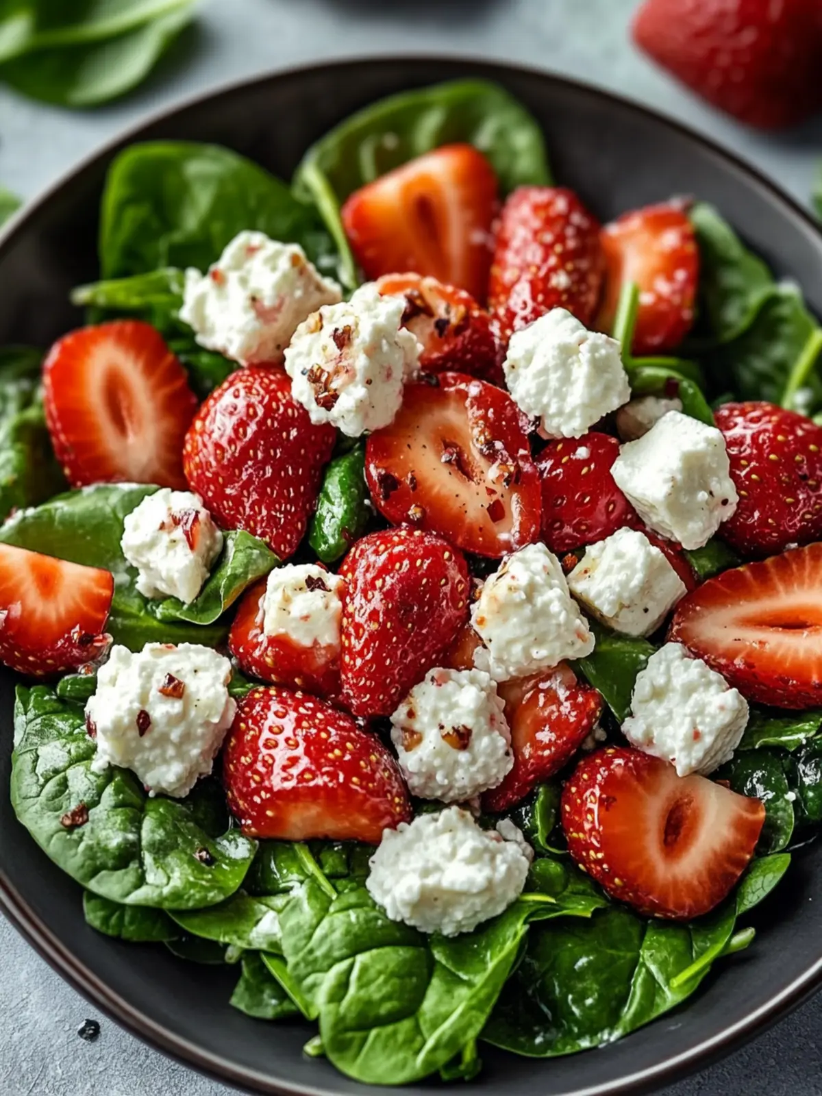 Strawberry Spinach Cottage Cheese Salad