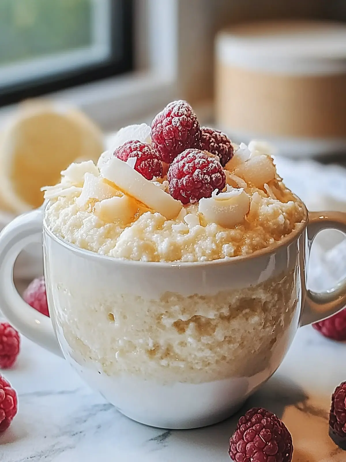 Easy Vanilla Coconut Cottage Cheese Mug Cake Recipe