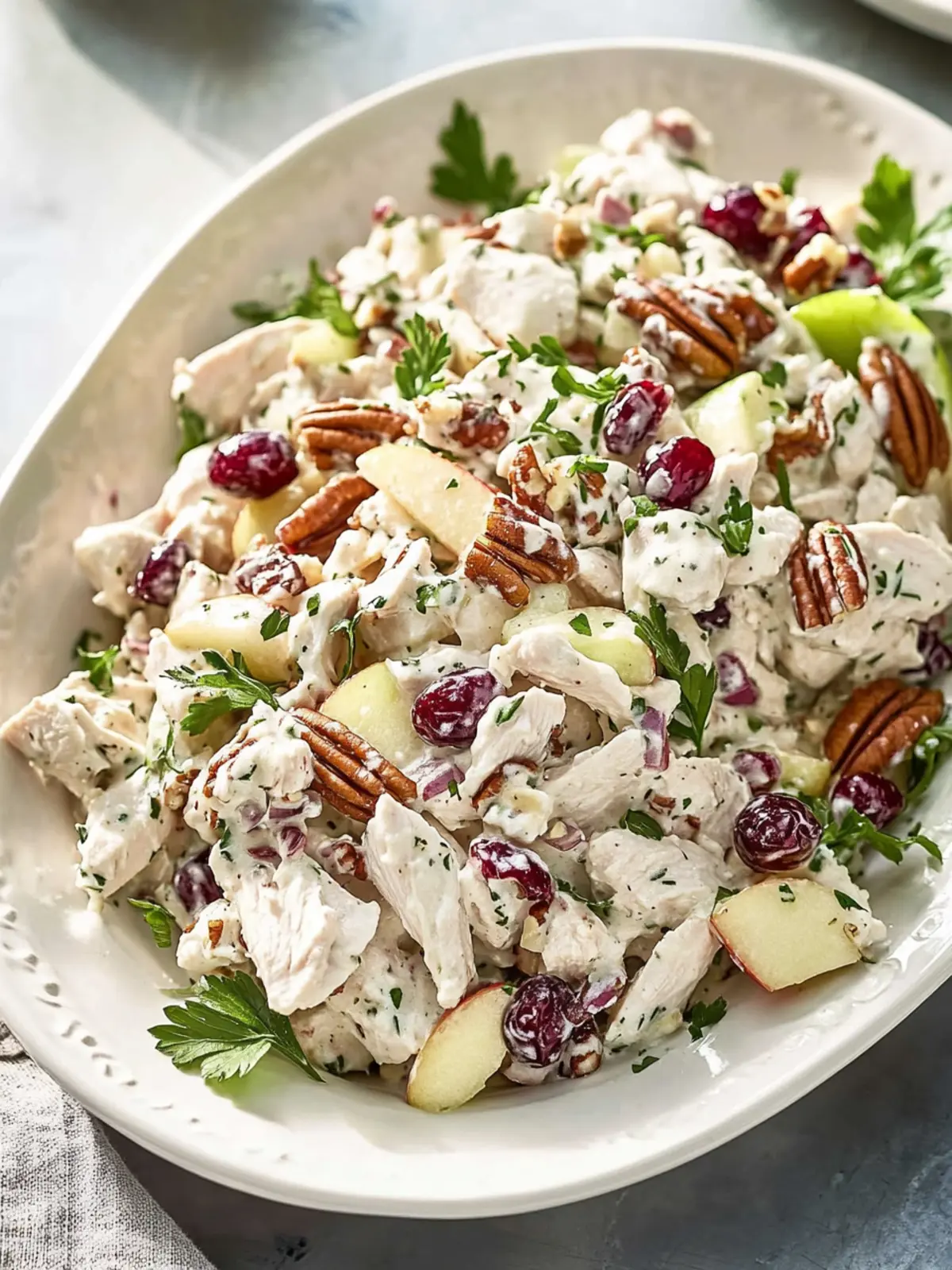 Creamy Chicken Salad with Apple, Cranberries, and Pecans Recipe
