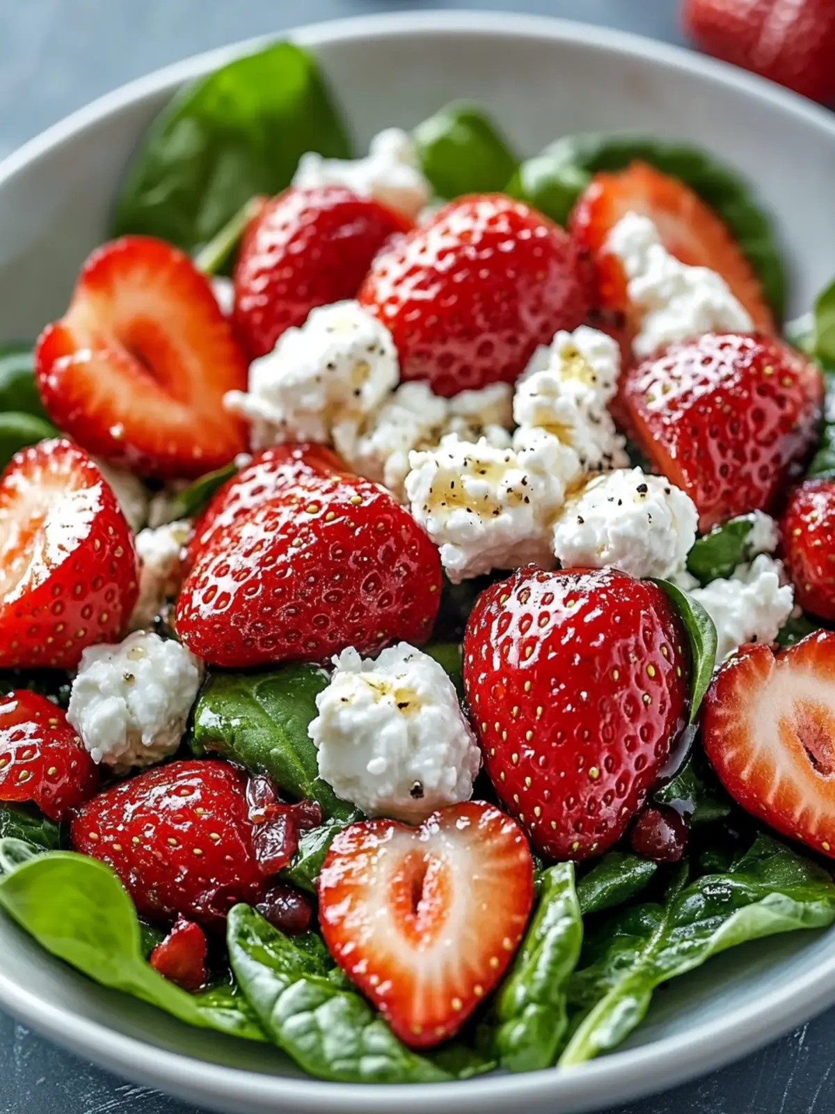 Strawberry Spinach Cottage Cheese Salad
