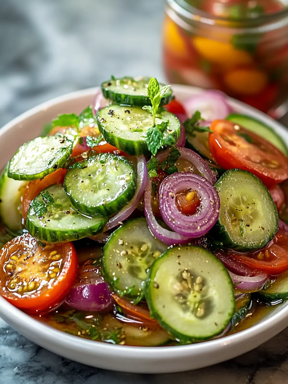 Marinated Cucumbers, Onions, and Tomatoes
