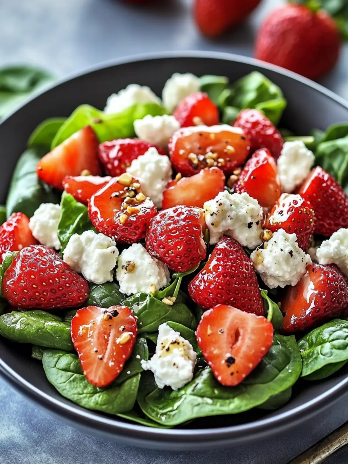Strawberry Spinach Cottage Cheese Salad