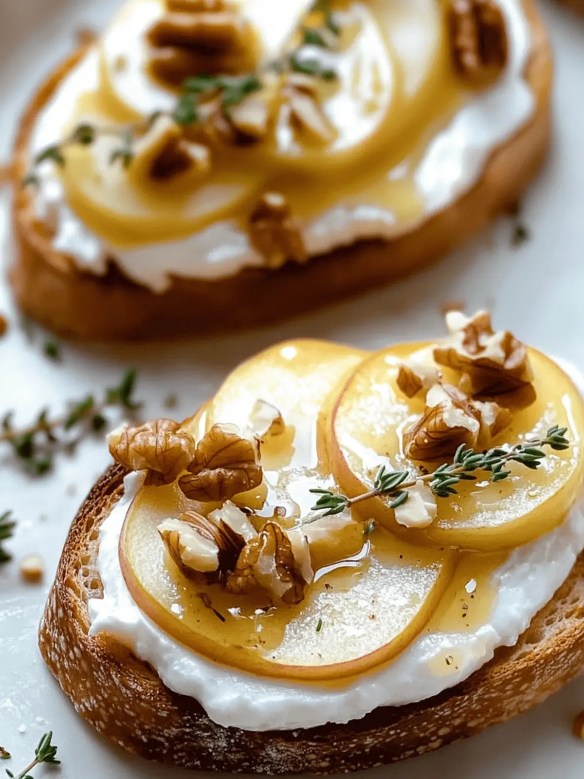 Easy Apple and Goat Cheese Crostini with Walnuts and Thyme