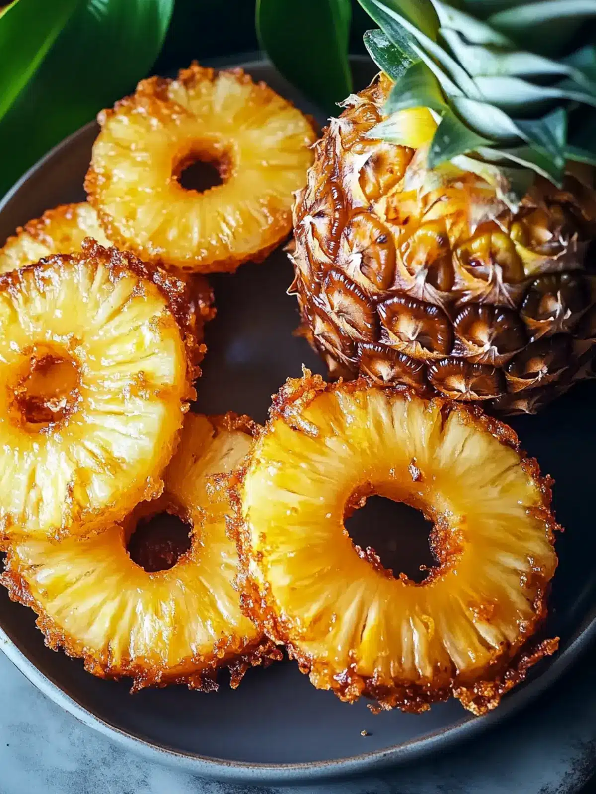 Rum-Soaked Fried Pineapple