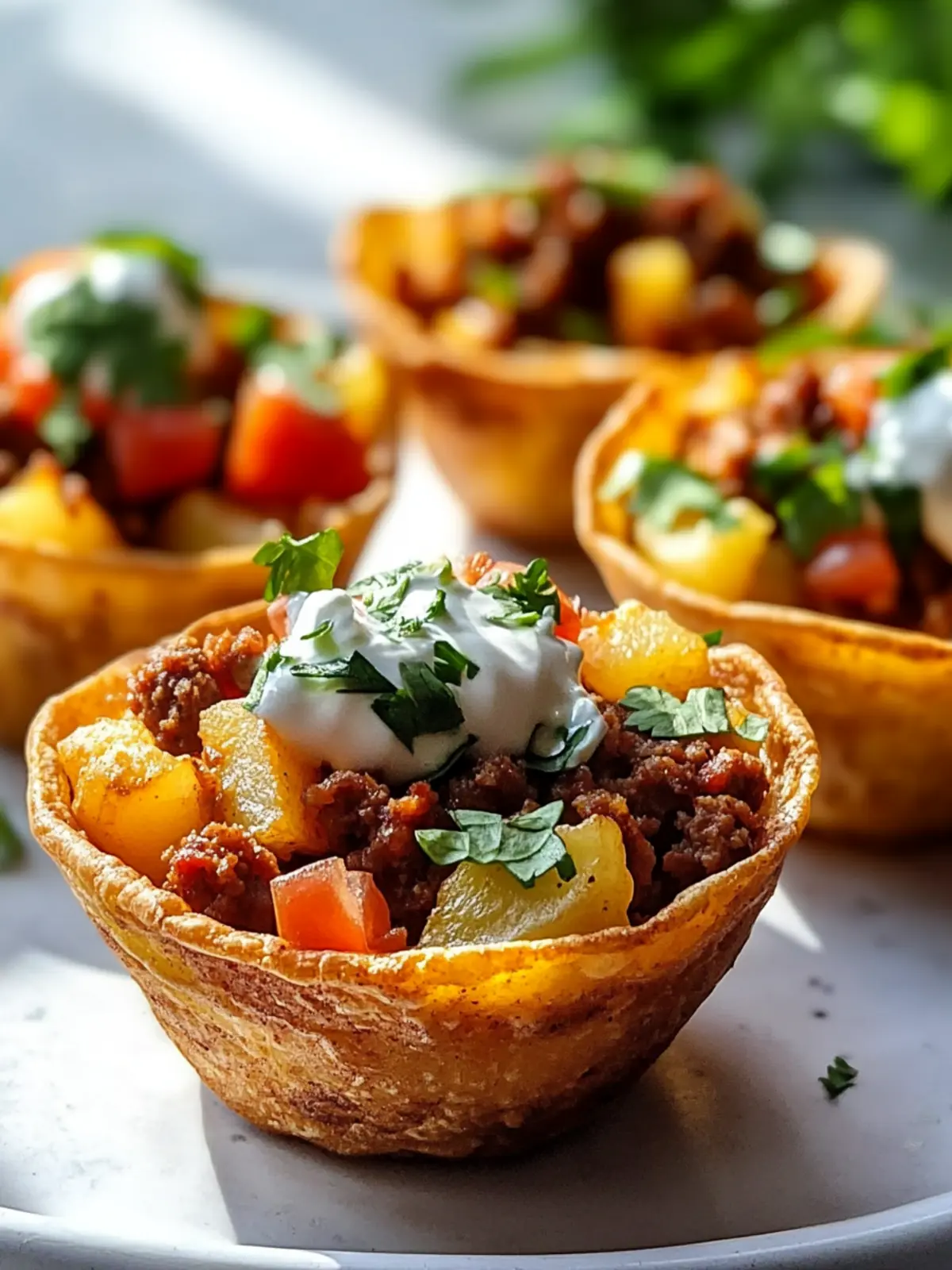 Crispy Potato & Beef Chorizo Taco Cups