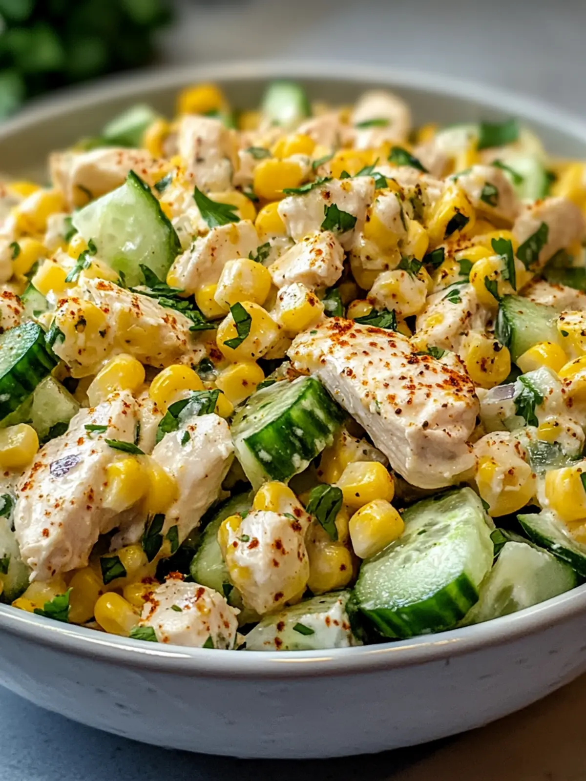 Unlock Flavor with Street Corn Creamy Cucumber Chicken Salad 3 Street Corn Creamy Cucumber Chicken Salad