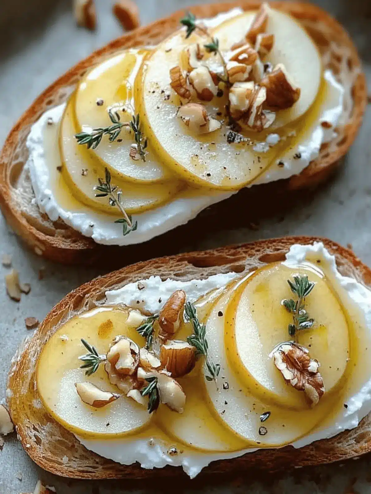 Easy Apple and Goat Cheese Crostini with Walnuts and Thyme