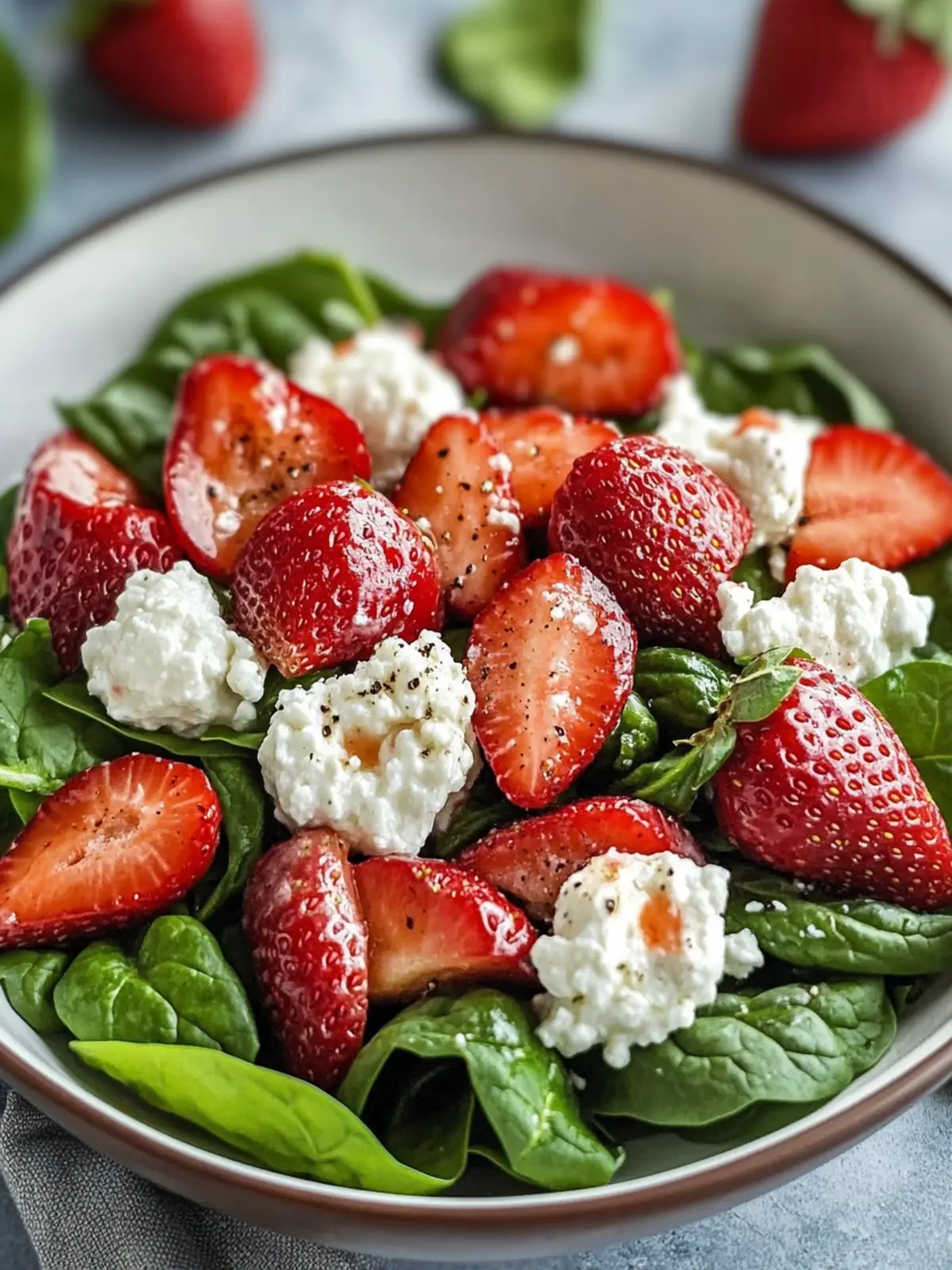 Strawberry Spinach Cottage Cheese Salad