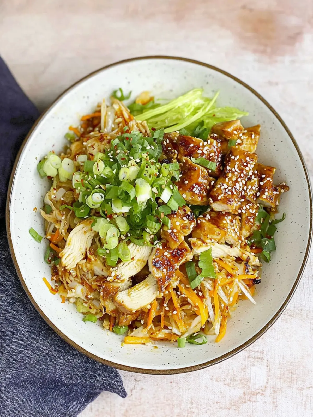chicken egg roll in a bowl