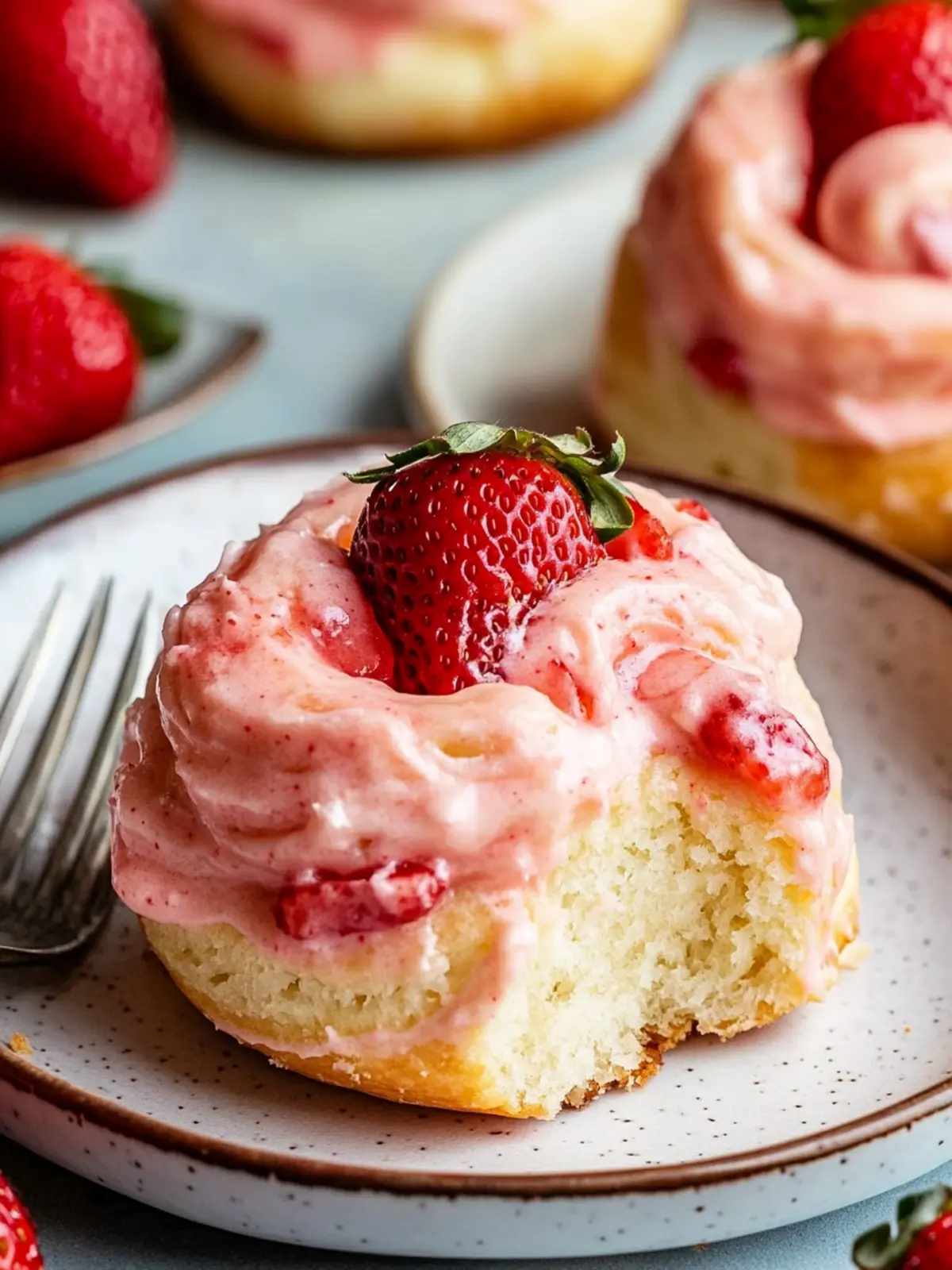Strawberry Sweet Rolls with Strawberry Cream Cheese Frosting