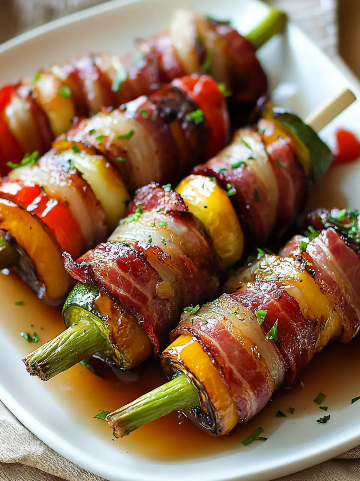 Bacon Wrapped Vegetables with Maple Glaze