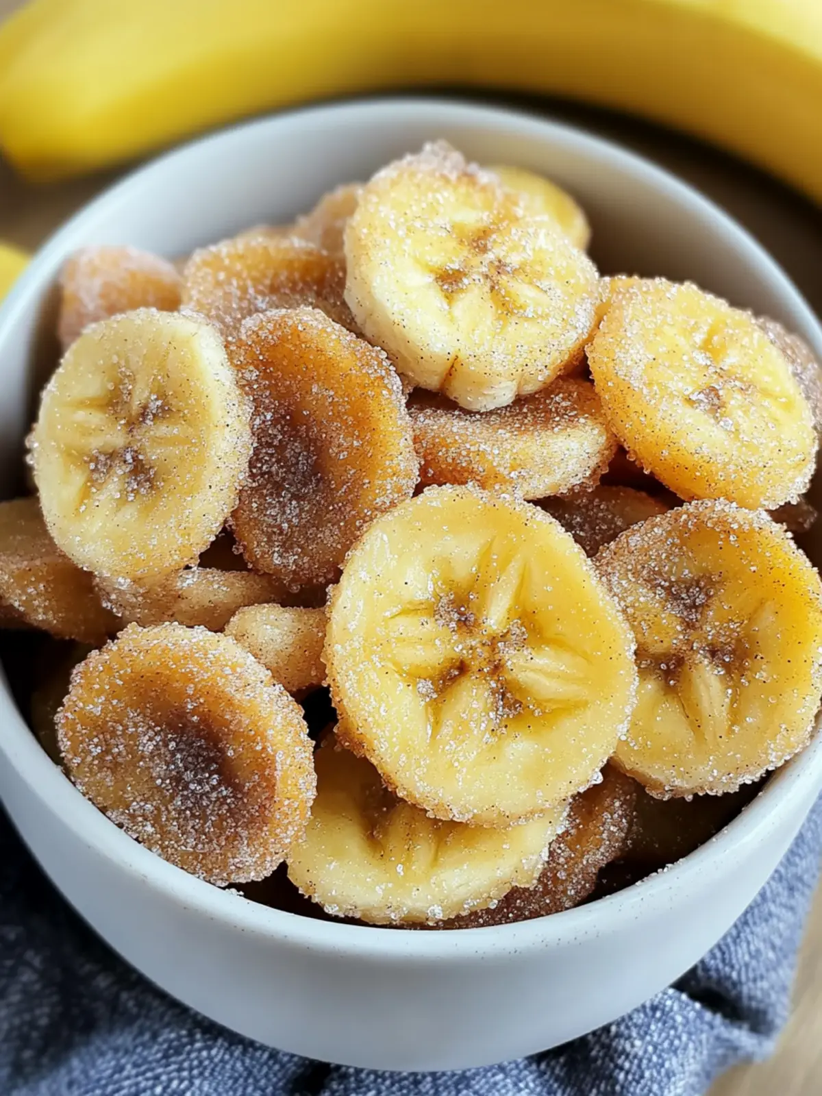Crispy Cinnamon Sugar Air Fryer Banana Chips Snack