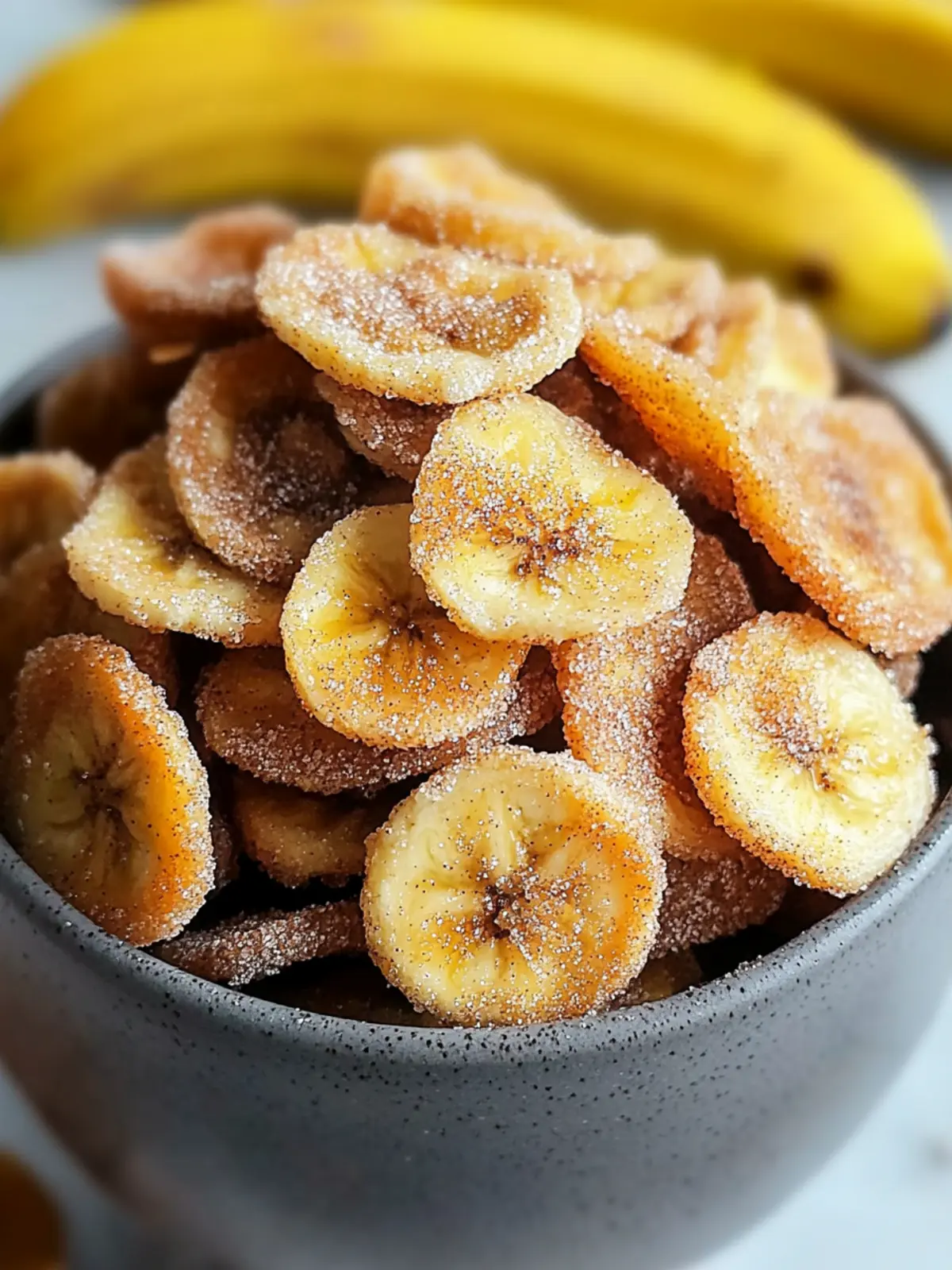 Crispy Cinnamon Sugar Air Fryer Banana Chips Snack