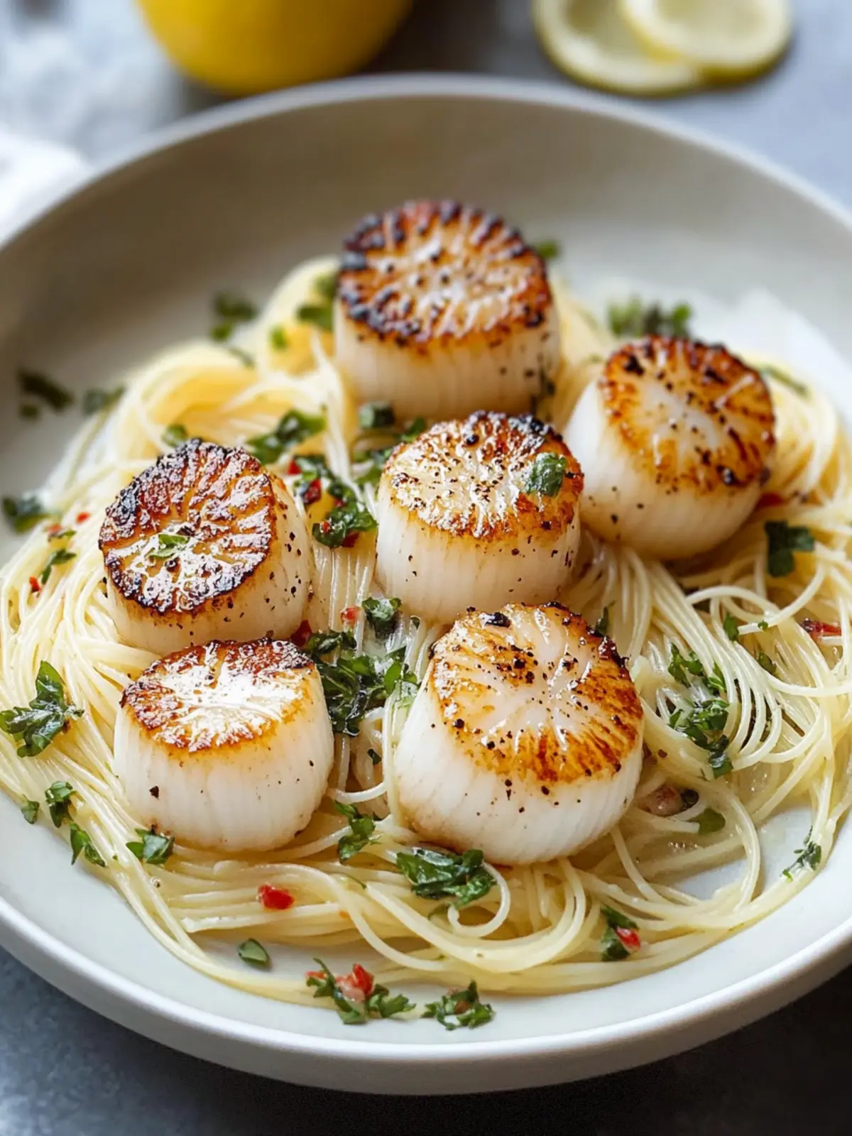 Sea Scallops with Angel Hair Pasta
