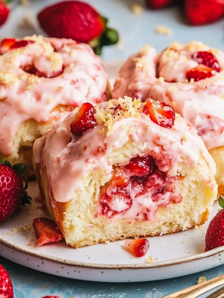 Strawberry Sweet Rolls with Strawberry Cream Cheese Frosting