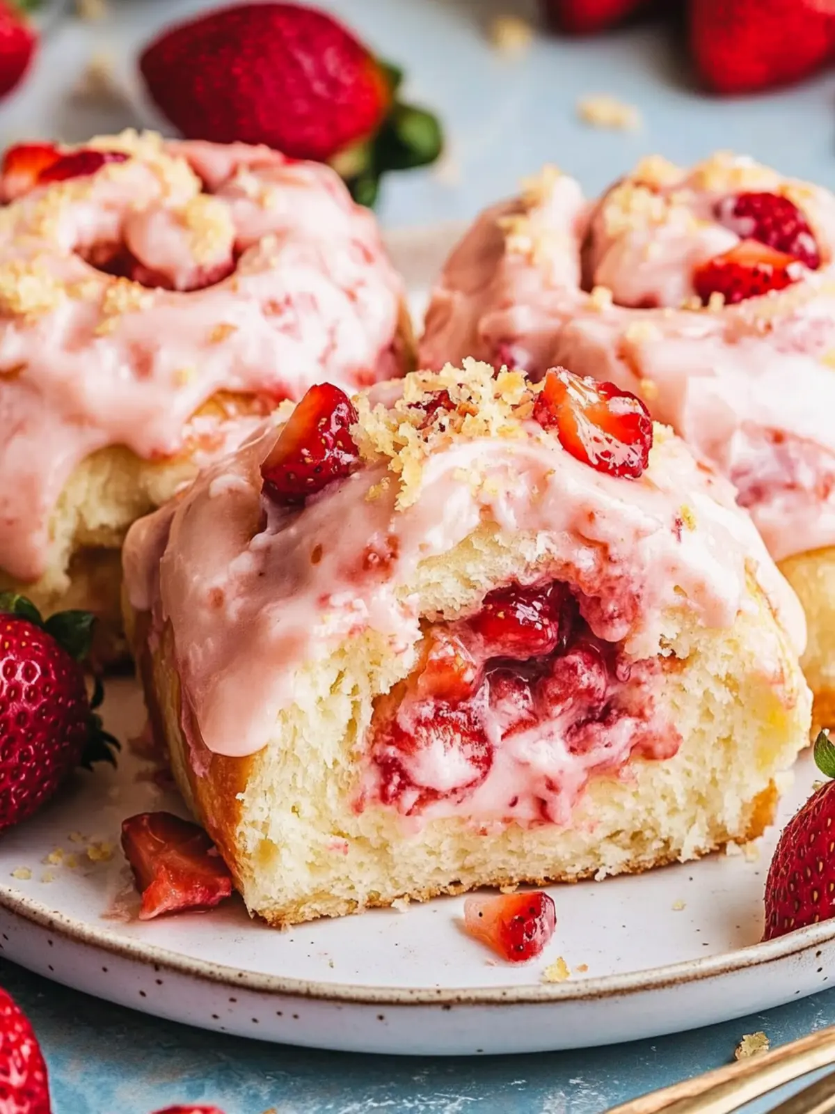 Strawberry Sweet Rolls with Strawberry Cream Cheese Frosting