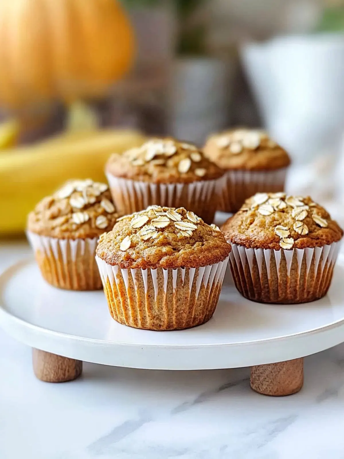 Healthy Pumpkin Banana Oat Muffins