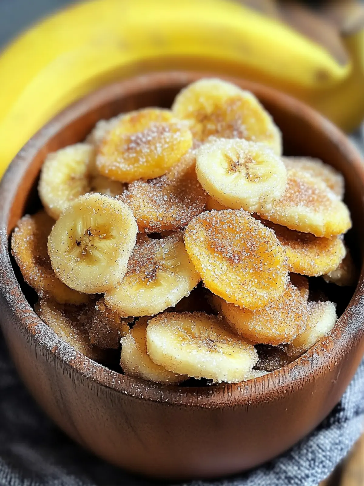 Crispy Cinnamon Sugar Air Fryer Banana Chips Snack