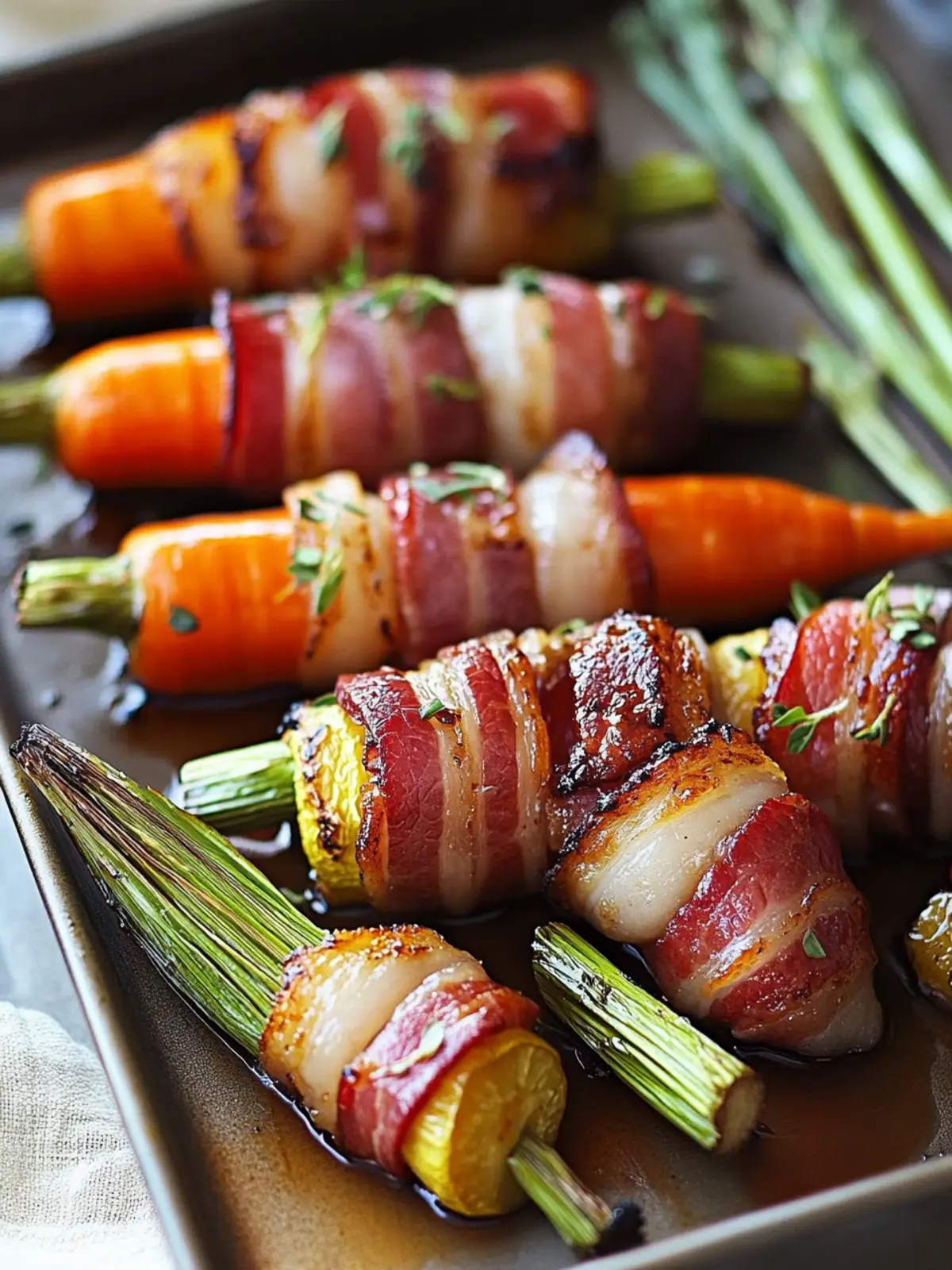 Bacon Wrapped Vegetables with Maple Glaze