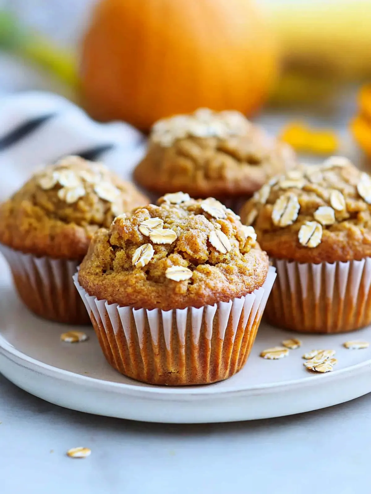 Healthy Pumpkin Banana Oat Muffins