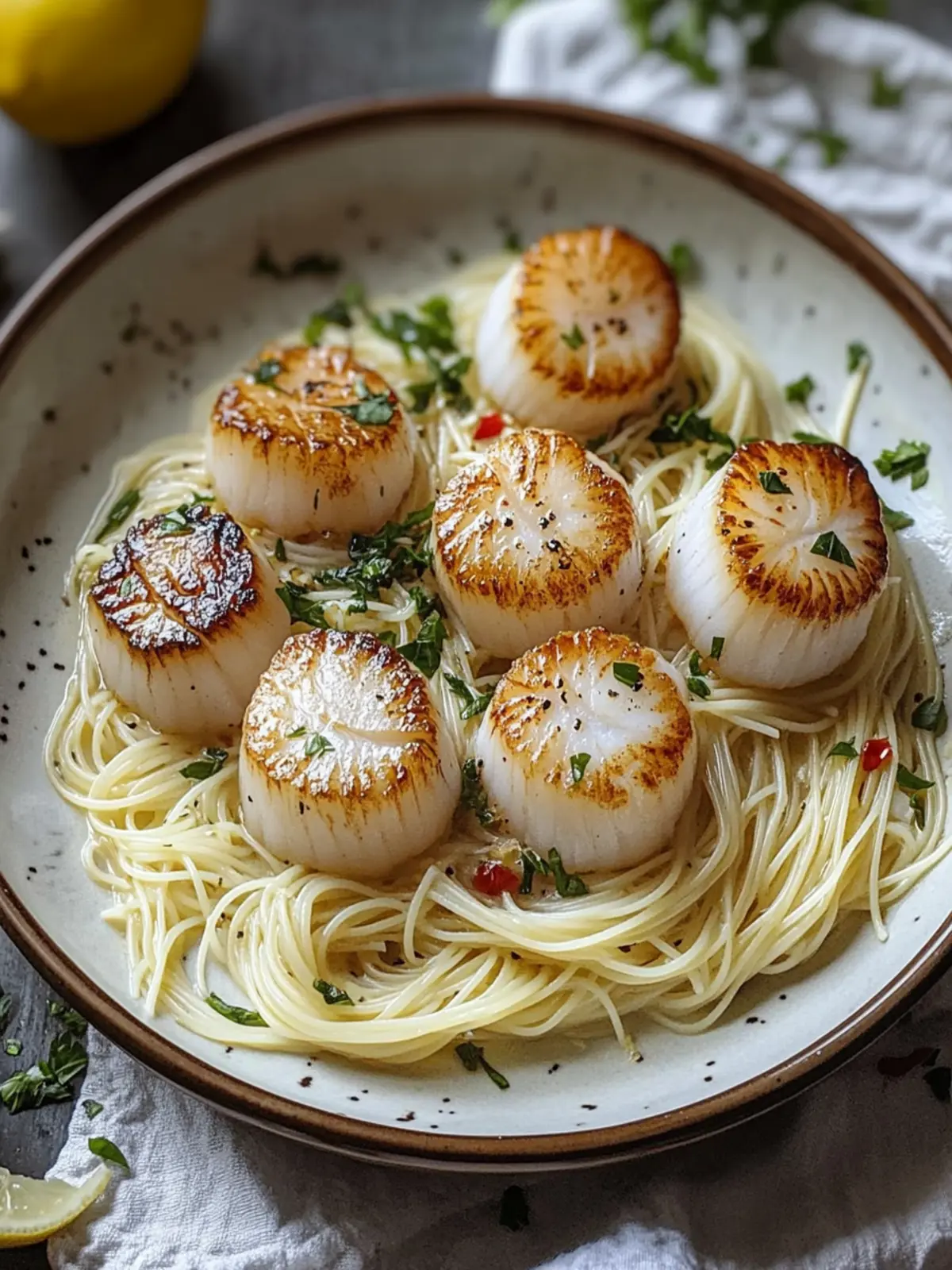 Sea Scallops with Angel Hair Pasta