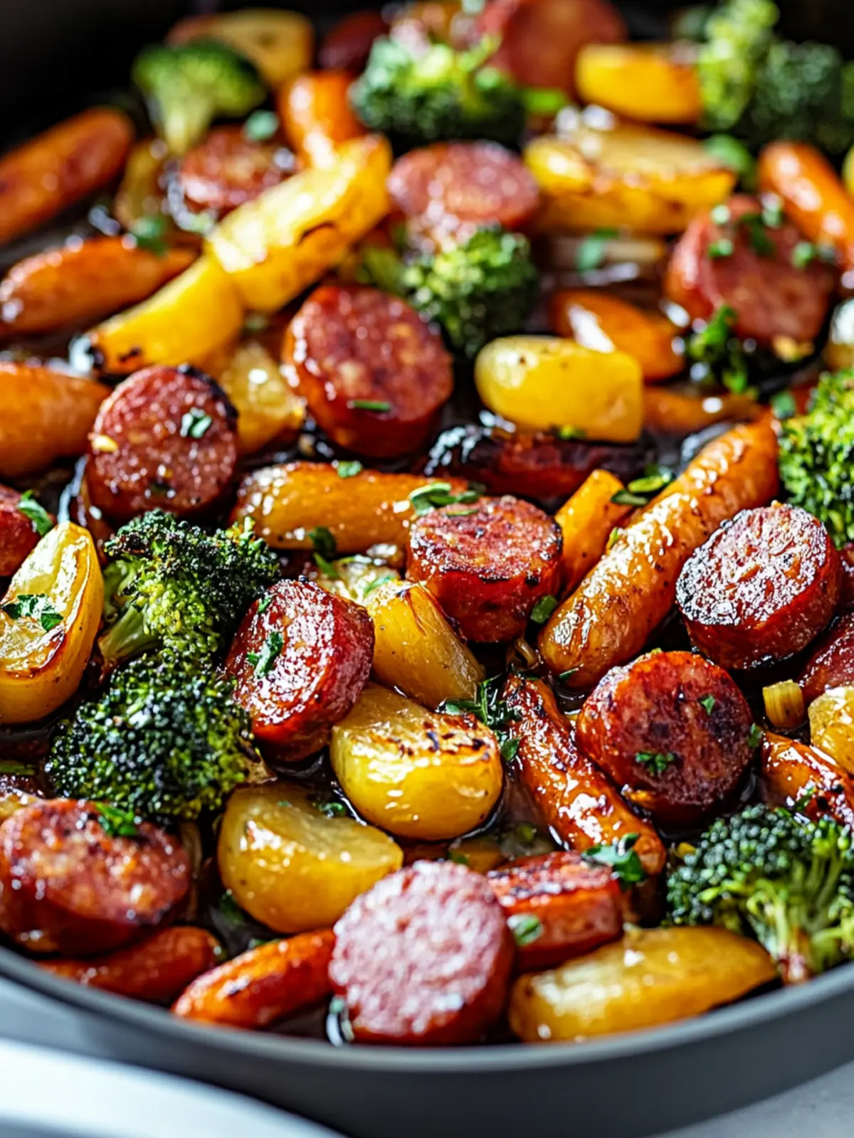 One-Pan Honey Garlic Kielbasa & Veggies