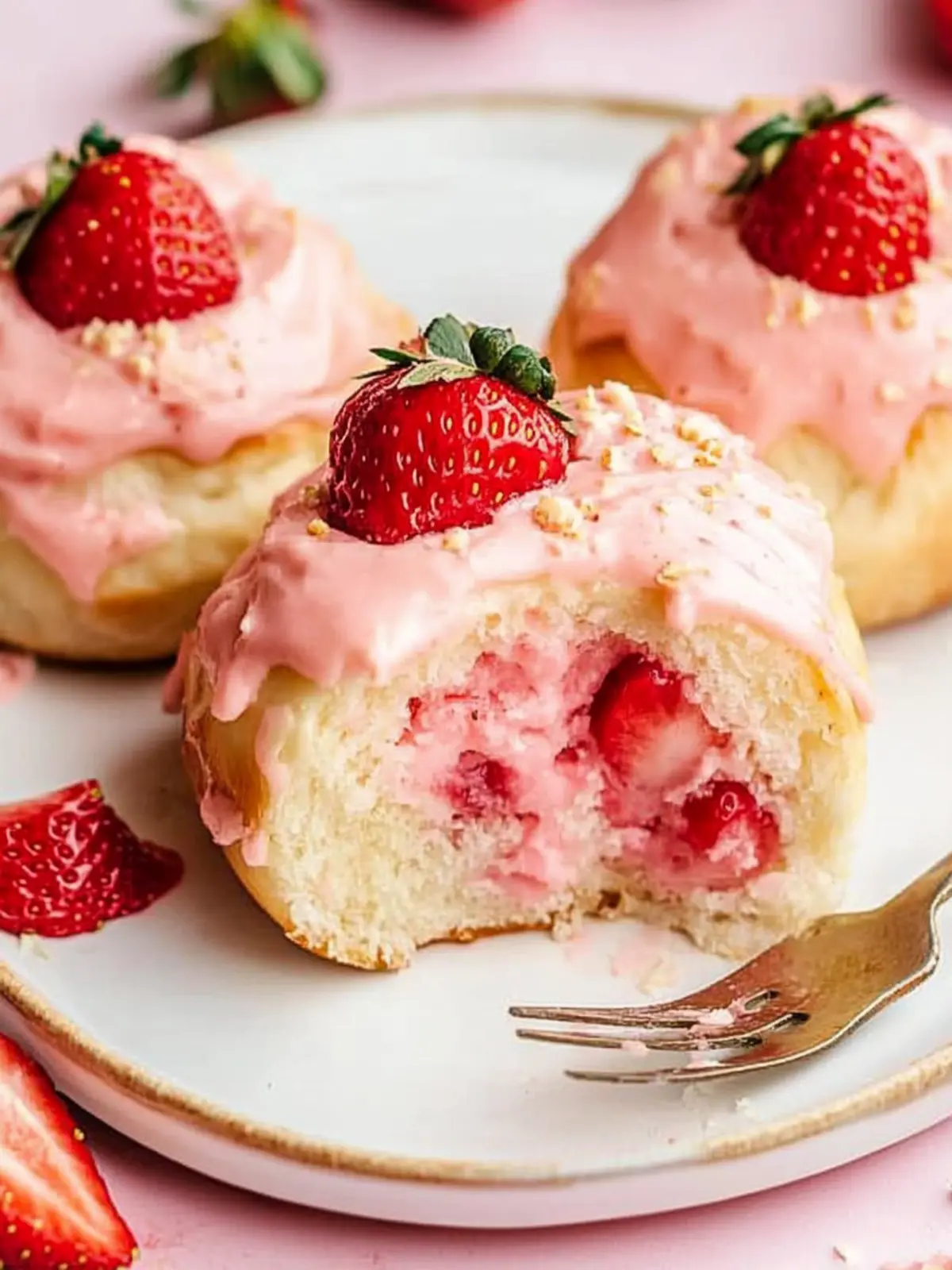 Strawberry Sweet Rolls with Strawberry Cream Cheese Frosting
