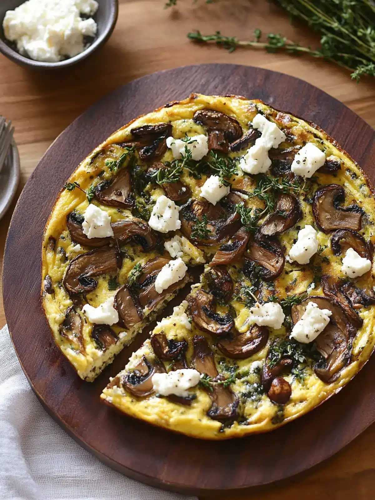 Mixed Mushroom Frittata With Goat Cheese & Herbs