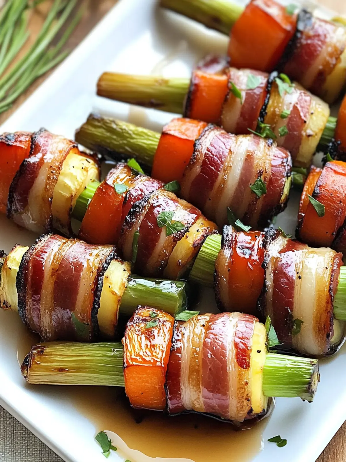 Bacon Wrapped Vegetables with Maple Glaze