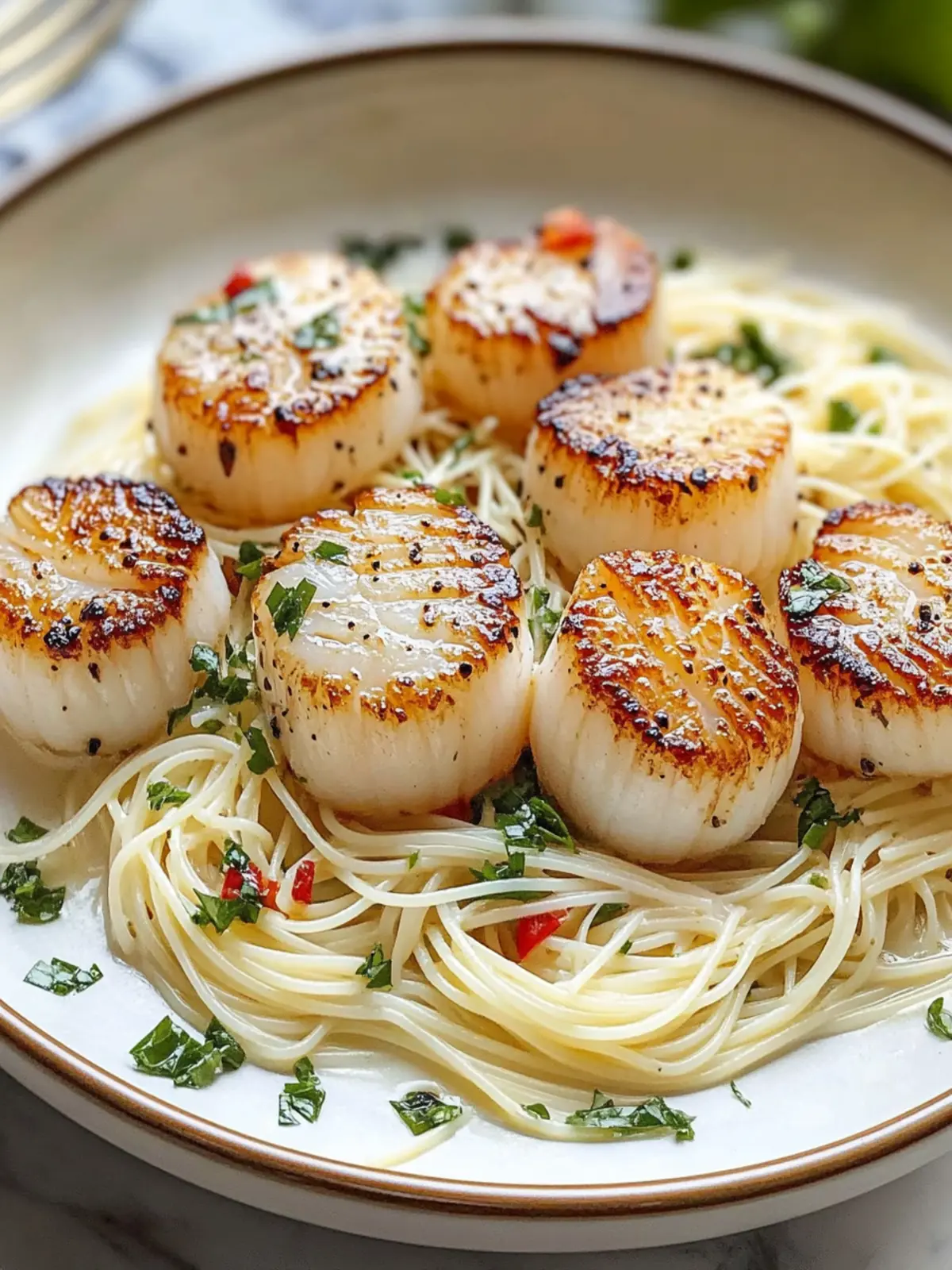 Sea Scallops with Angel Hair Pasta