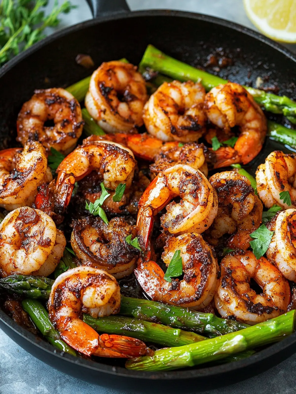 Blackened Shrimp and Asparagus Skillet (20 Minutes)