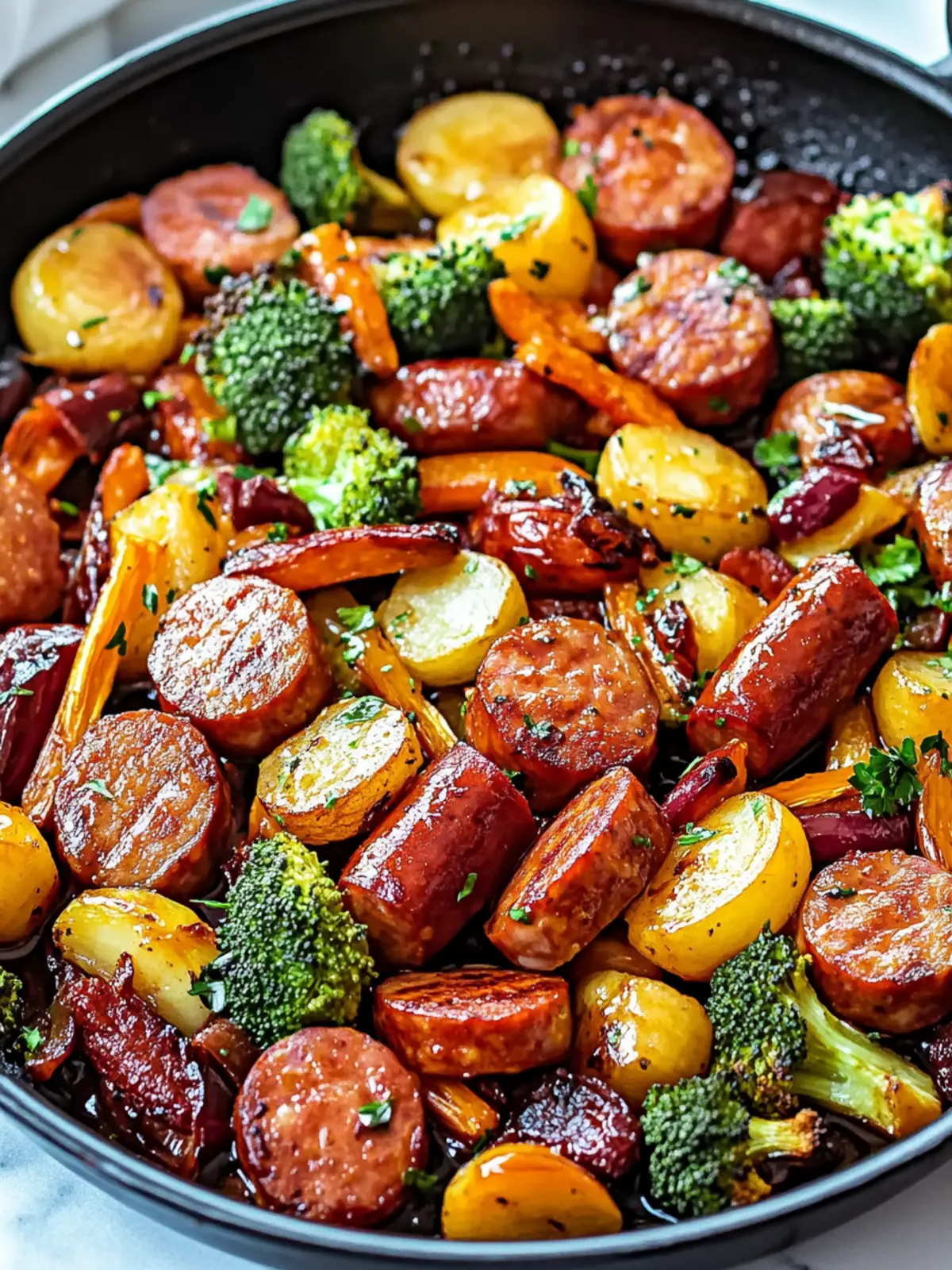 One-Pan Honey Garlic Kielbasa & Veggies