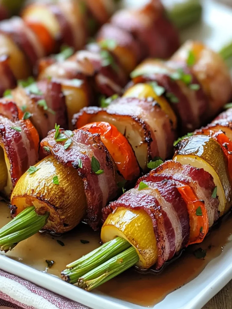 Bacon Wrapped Vegetables with Maple Glaze