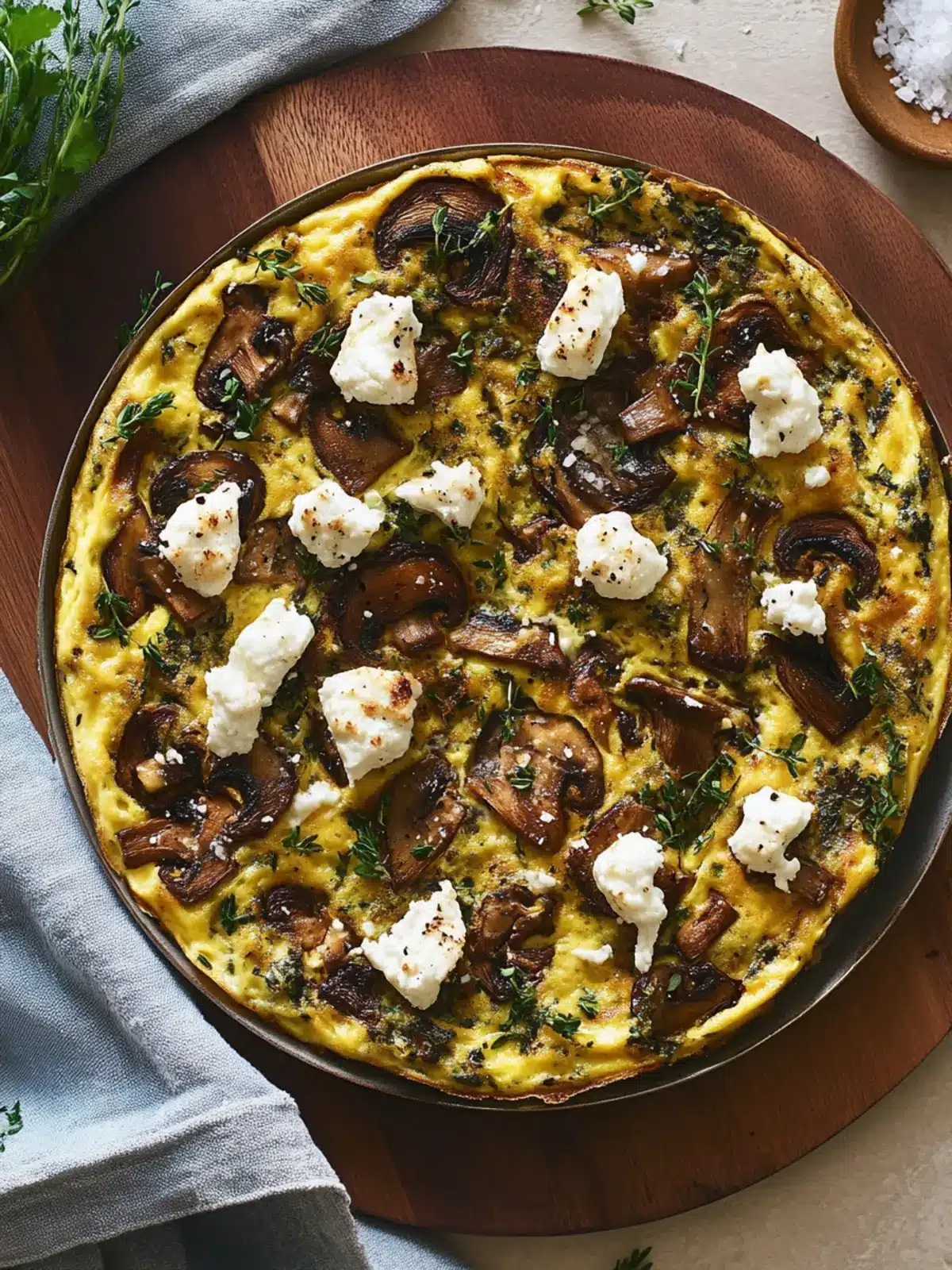Mixed Mushroom Frittata With Goat Cheese & Herbs