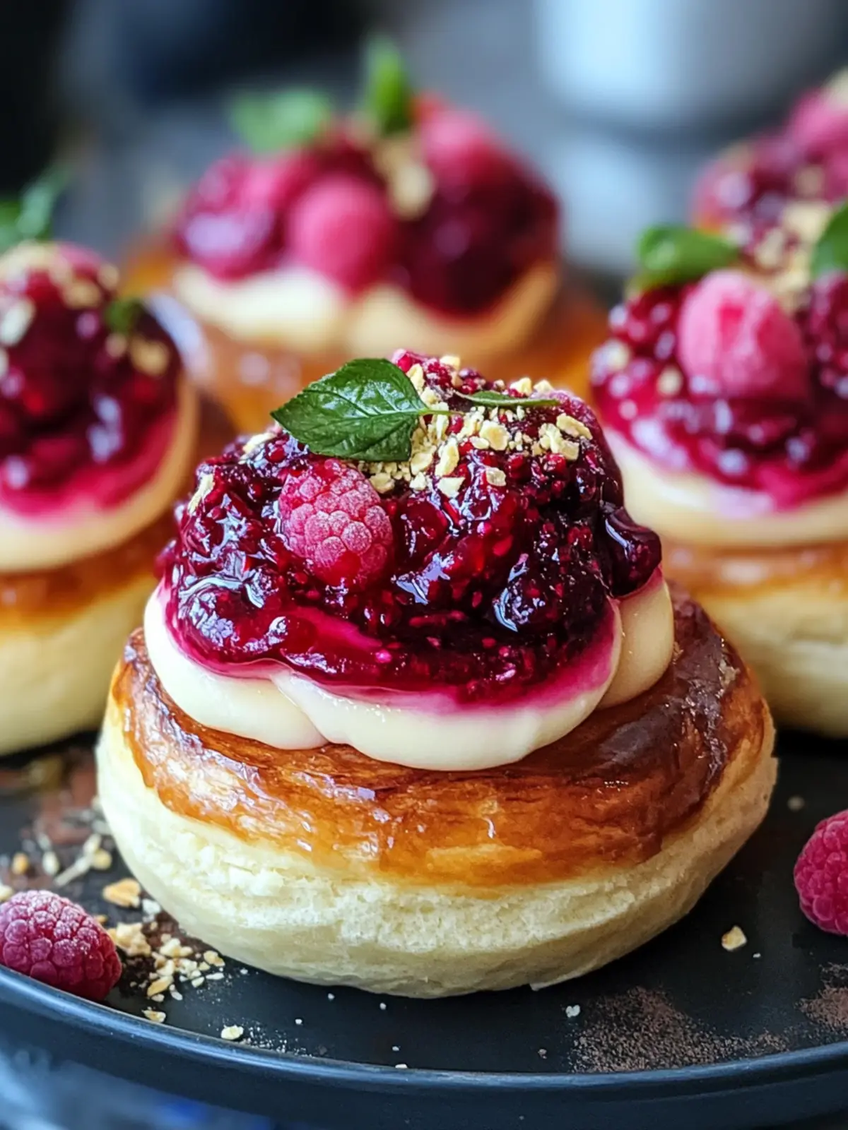 Raspberry and Rose Cheesecake Buns