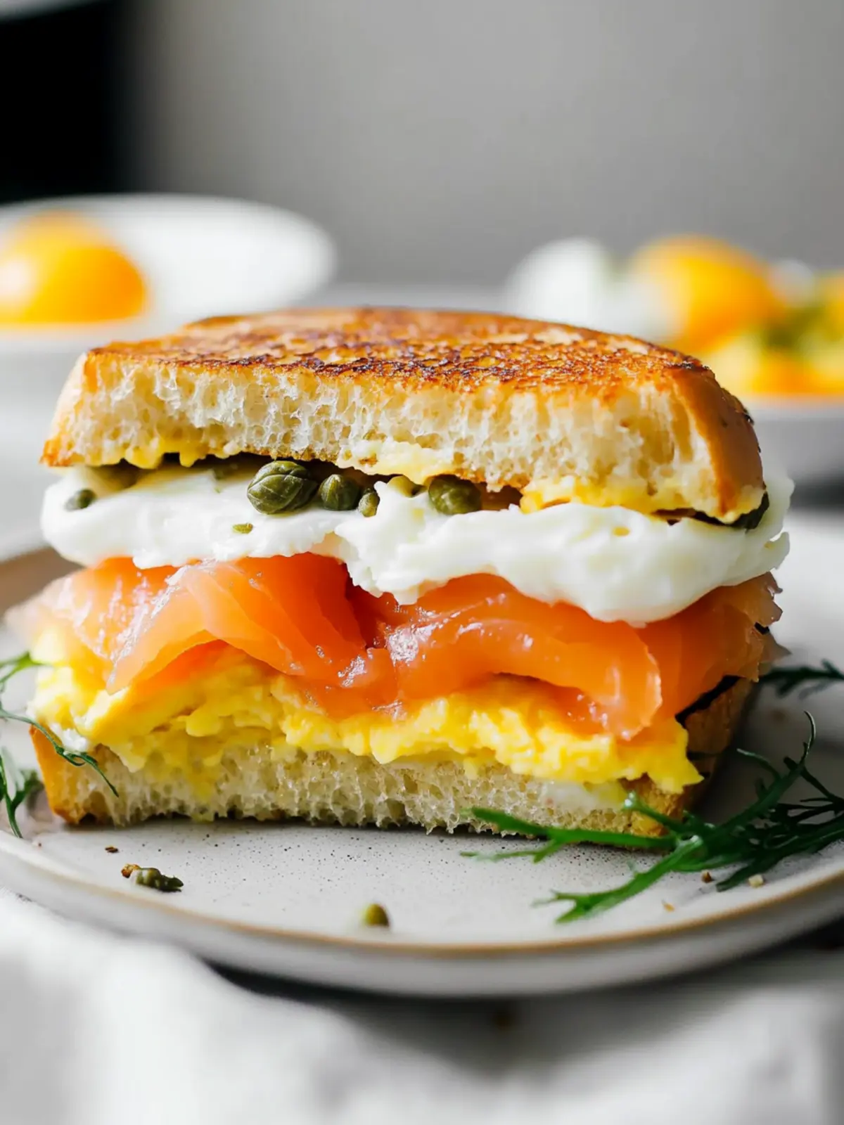 Indulge Mom with a Smoked Salmon Egg Sandwich Delight 5 Mother's Day Smoked Salmon Egg Sandwich With Caper Cream Cheese