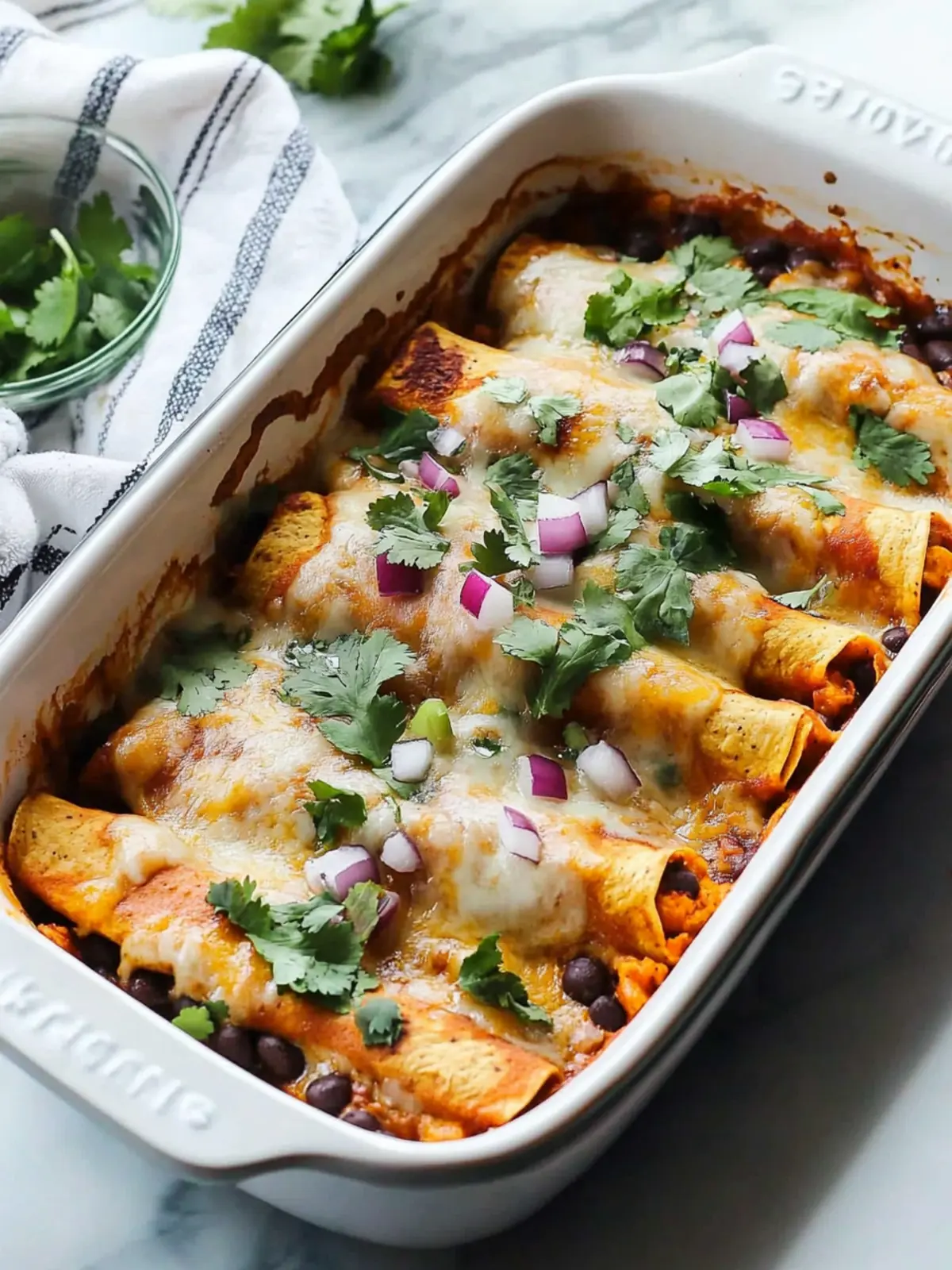 Mother's Day Sweet Potato and Black Bean Enchiladas