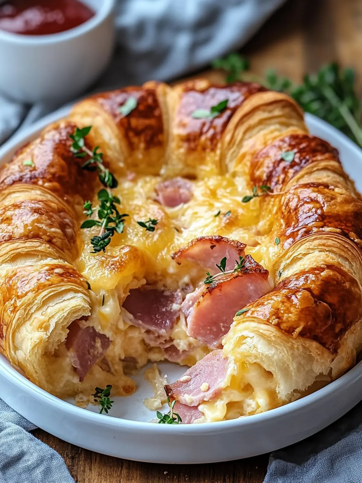 Heavenly Ham and Cheese Croissant Casserole