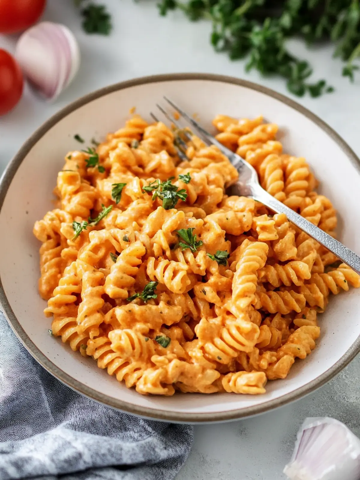 Cinco de Mayo Vegan Creamy Tomato Pasta With Herbs