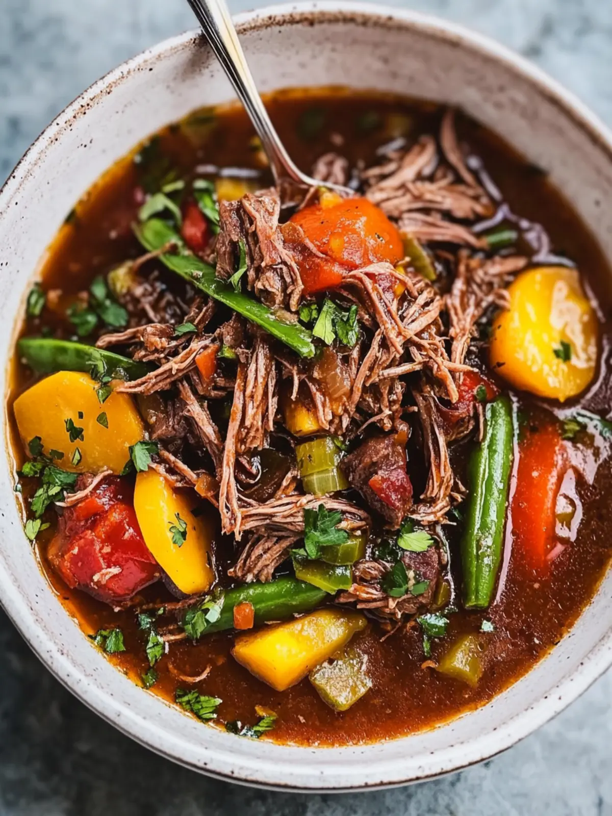 Slow Cooker Shredded Beef with Vegetables Recipe