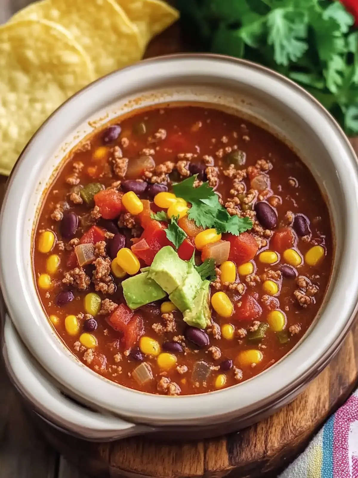 Cinco de Mayo Classic Crockpot Ground Beef Taco Soup