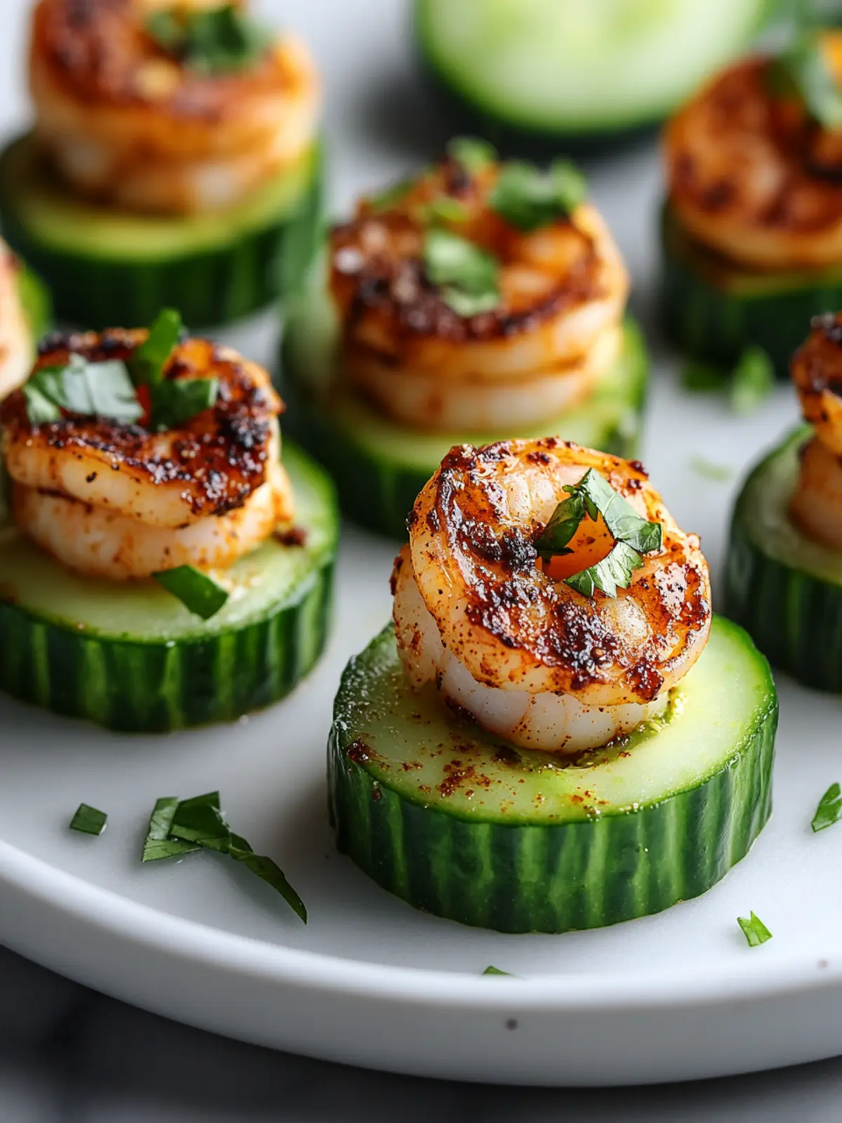 Blackened Shrimp Avocado Cucumber Bites